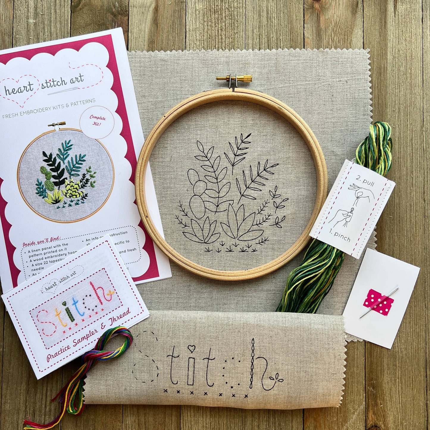 Plants Embroidery Kit: Navy