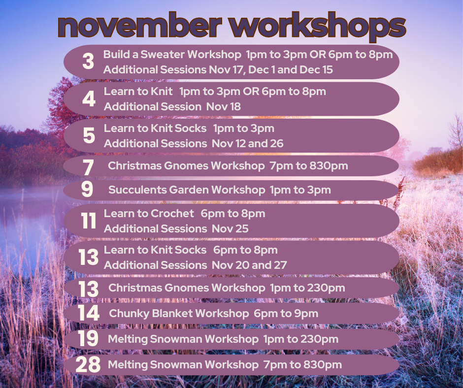 November Event and Workshop Calendar