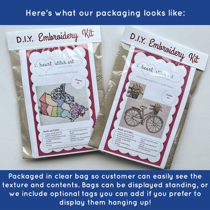 Bee Embroidery Kit: Grey/White